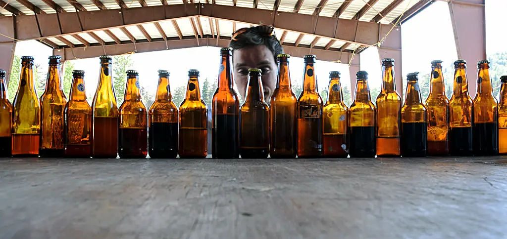 Home brewed beer bottles